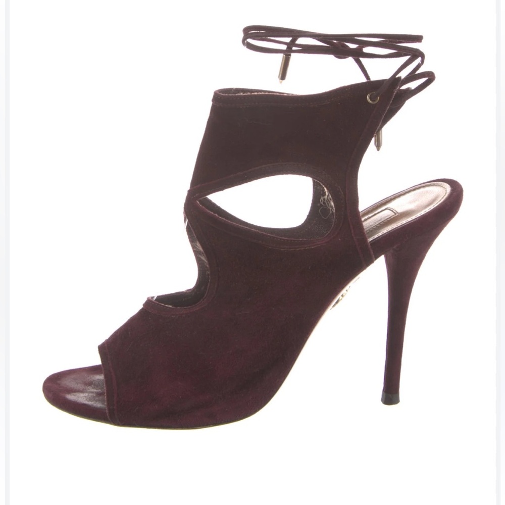 Aquazzura burgundy, sexy thing suede Cutout Heels